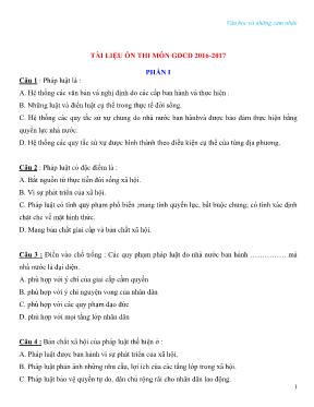 Tài liệu câu hỏi trắc nghiệm ôn thi Giáo dục dân lớp 12 - Năm học 2016-2017